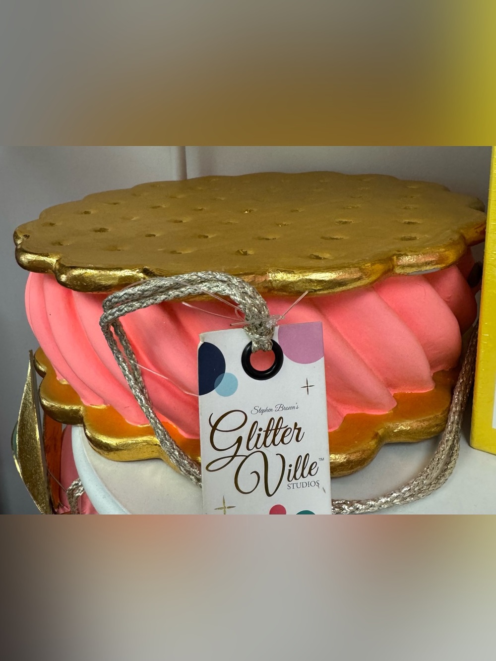 Glitterville Ice Cream Sandwich Display NWT Gold & Pink